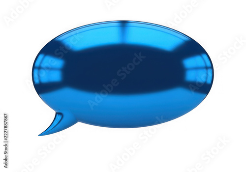 Glossy blue speech bubble icon for chat and communication design isolated on transparent background