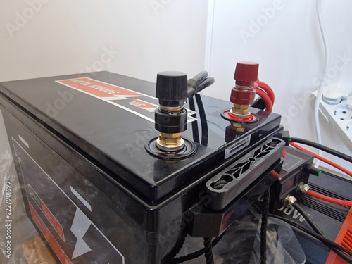 Car battery with a power supply. Accumulator for the battery.