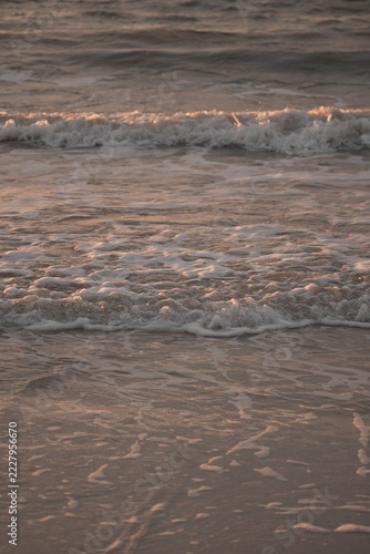 waves at sunset closeup
