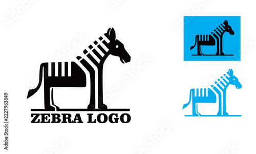 simple cute zebra logo, silhouette of abstract small horse vector illustration