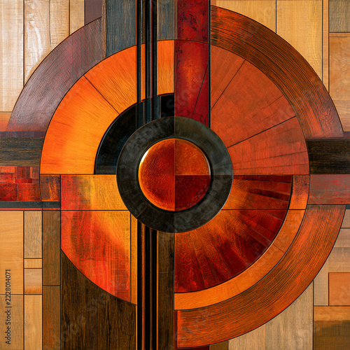 Abstract Concentric Circles in Burnt Orange and Black