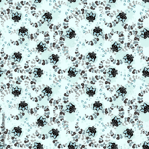 Floral seamless pattern, Flower chintz pattern seamless vector border print. Botanical batik background. Arabesque floral ornament motif for decoration fabric, women clothing, scarf, wallpaper design	