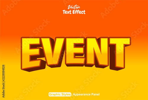 Editable event text effect with an orange background.