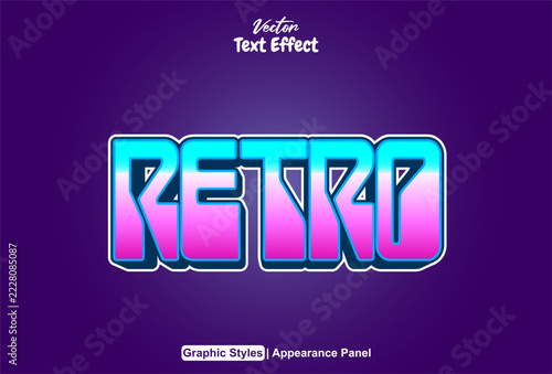 Retro text effect with a purple background, fully editable.