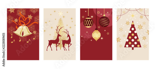 Vector Christmas Card Set with Christmas Icons and Text Space Isolated On A White Background.