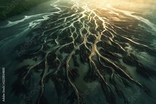 Intricate patterns of flowing water, a captivating aerial view.