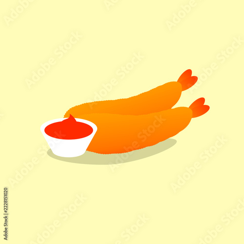 Illustration vector graphic of shrimp tempura.