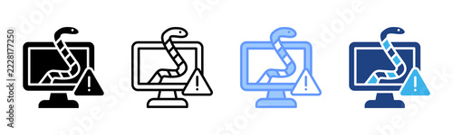 Computer Worms icon set multiple style collection