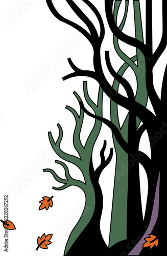 halloween spooky forest border vector shape