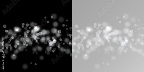 Obraz na plátně Split background, with white glowing, bokeh circles, soft, blurred light orbs, o