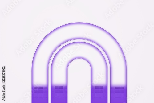 Three concentric purple arch shapes with a gradient halftone dot pattern on a plain white background, minimalist