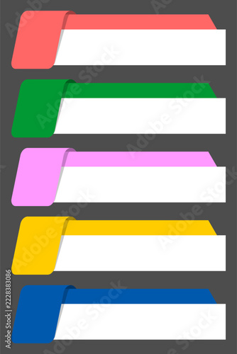 Folded Ribbon Banner Set Blank Text Box Card Colorful Header Label Infographic Options Business Presentation Web Layout