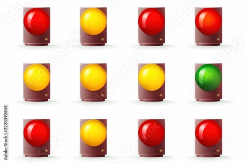 Traffic light icons indicating stop, caution, and go for road safety decisions