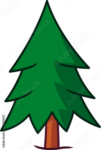 Stylized Hand-Drawn Evergreen Pine Tree Illustration