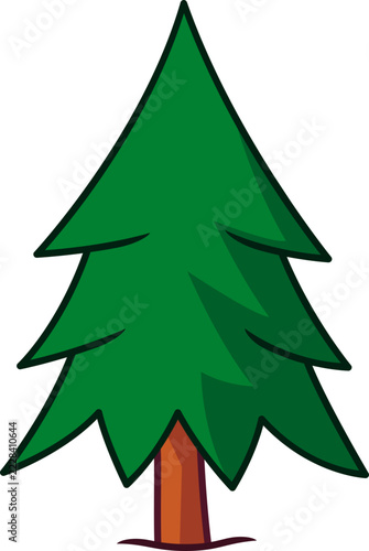 Stylized Hand-Drawn Evergreen Pine Tree Illustration