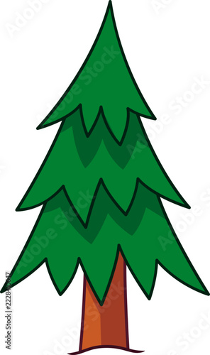 Stylized Hand-Drawn Evergreen Pine Tree Illustration