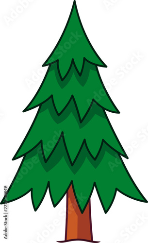 Stylized Hand-Drawn Evergreen Pine Tree Illustration