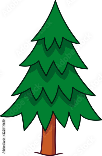 Stylized Hand-Drawn Evergreen Pine Tree Illustration