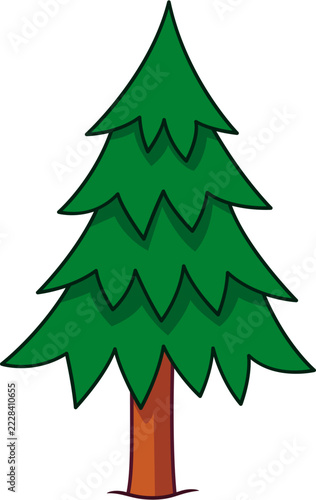 Stylized Hand-Drawn Evergreen Pine Tree Illustration
