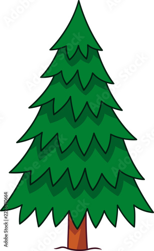 Stylized Hand-Drawn Evergreen Pine Tree Illustration