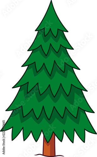 Stylized Hand-Drawn Evergreen Pine Tree Illustration