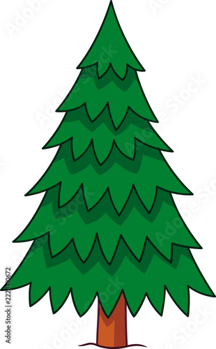 Stylized Hand-Drawn Evergreen Pine Tree Illustration