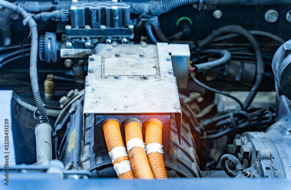 Obraz premium Electrical truck car engine control unit of the car