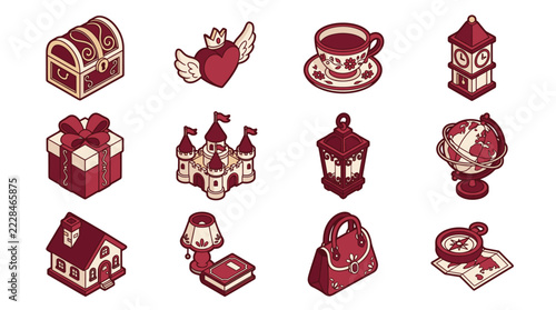 Isometric Valentine s Day and Love Themed Icons Set for Design Projects