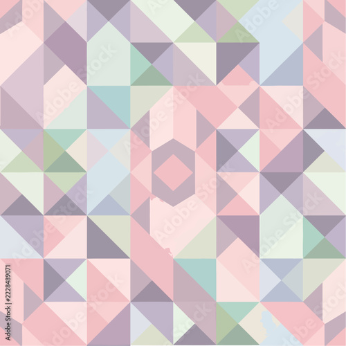 Abstract geometric pattern featuring a pastel color palette and repeating triangles creating a design.