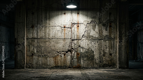 Industrial Concrete Wall Background With Single Spotlight
