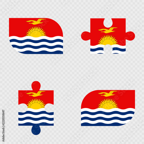 Kiribati Flag Rounded Shapes and Puzzle Set.