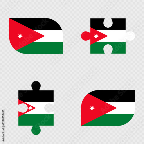 Jordan Flag Rounded Shapes and Puzzle Set.