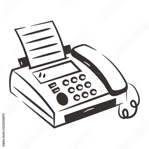 Fax machine icon in glyph design, telefax vector 