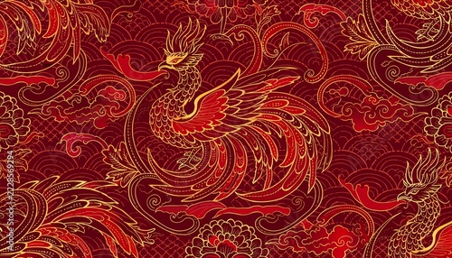Chinese phoenix ornamental vector background