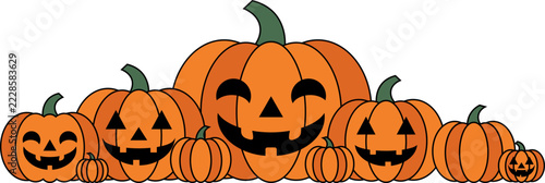 halloween jack o lantern pumpkin row vector shape