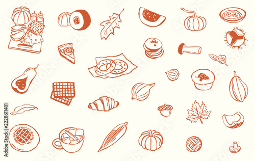 autumn fall food snack dish vector illustration collection set