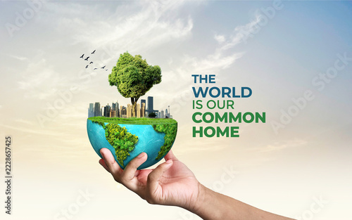 The world is our common home. Climate conference 2026 concept background.