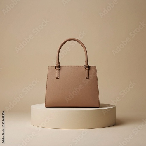 Elegant Leather Handbag Display On Podium Template
