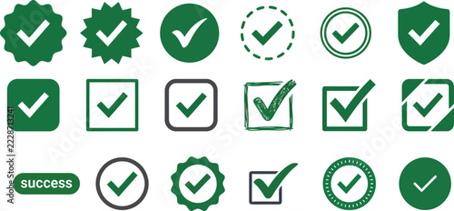 Collection of green check mark icons.
