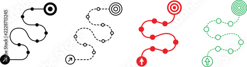 Path and goal icons, different styles.