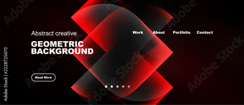 Futuristic glass rhombus shapes in scarlet on black. Vector backdrop for presentations, banners or hero sections.