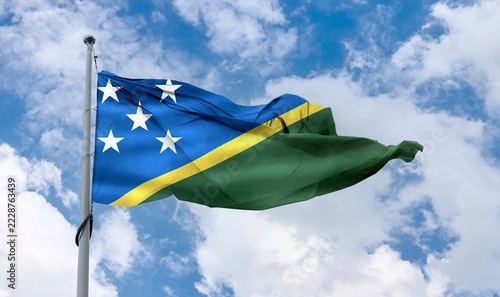 Obraz na plátně Solomon Islands flag - realistic waving fabric flag