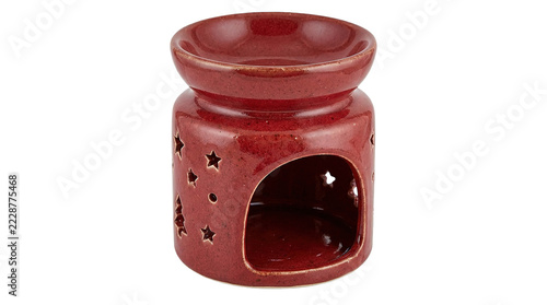 Obraz na plátně Red ceramic candle holder with star cutouts