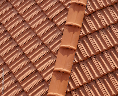 Ceramic tiles on a pitched roof