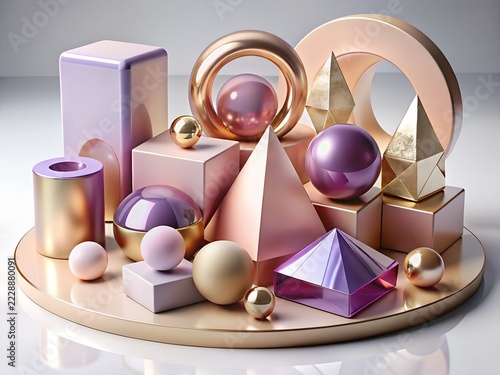 Abstract geometric shapes and objects composition