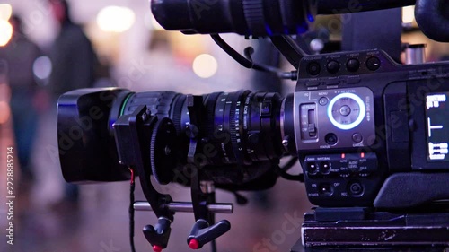 Professional video camera recording an event