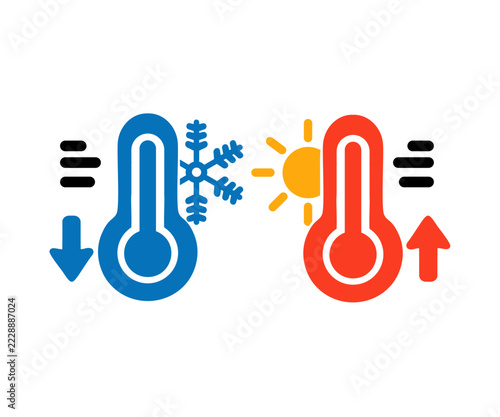 Thermometer temperature up and down icon. Growing temperature scale. Thermometer scales. Different temperatures vector design and illustration.
