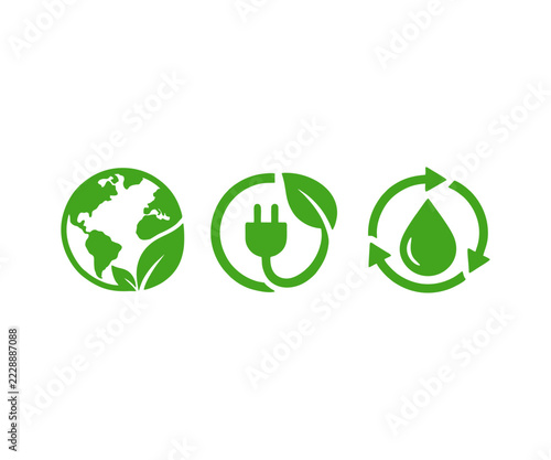 Set of of recycle. Ecology green icons vector design and illustration.

