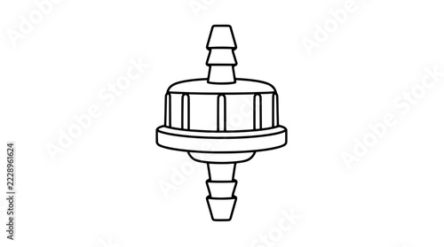 Fotografie Garden drip irrigation emitter dripper featuring dual barbed tube connectors and