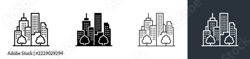 urban cityscape and trees icons, modern eco city architecture concept